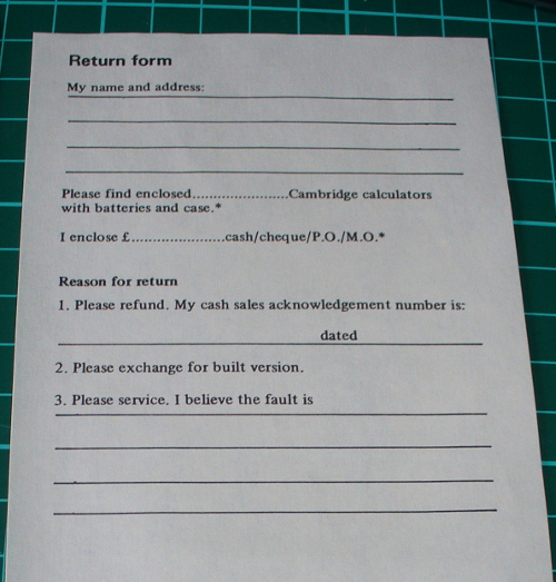 Sinclair Cambridge Calculator