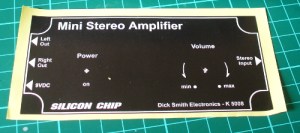 Dick Smith Electronics K5008 Stereo Amplifier Kit enclosure face sticker