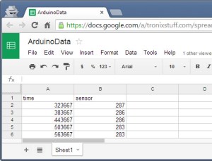 Arduino Yun Google Docs Spreadsheet data