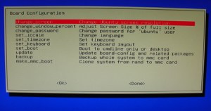 pcDuino v2 board configuration screen